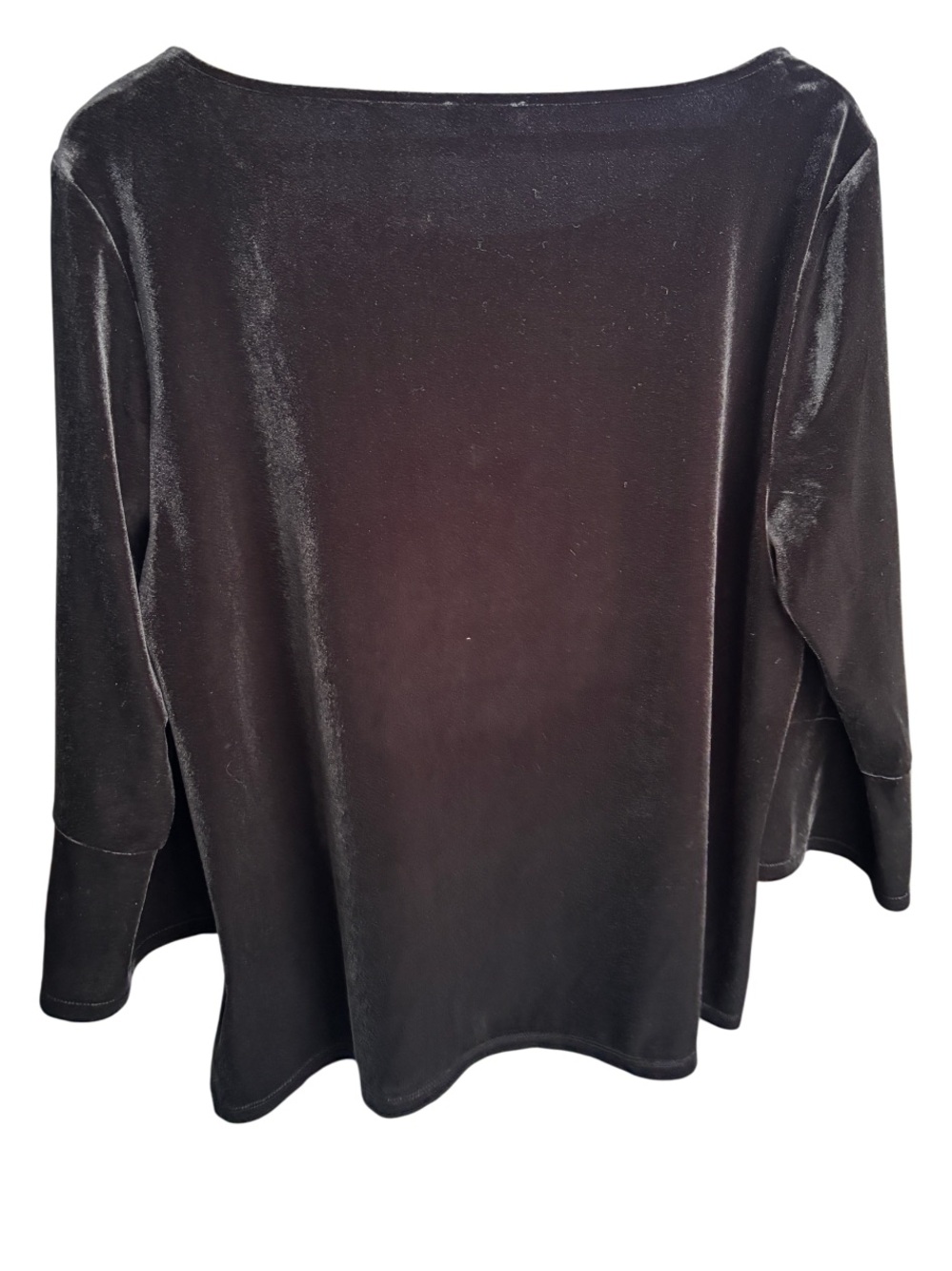 Talbots | Black Velvet Top | 3/4 Sleeve | Stretch | Elegant Minimalist | XL - Picture 7 of 7